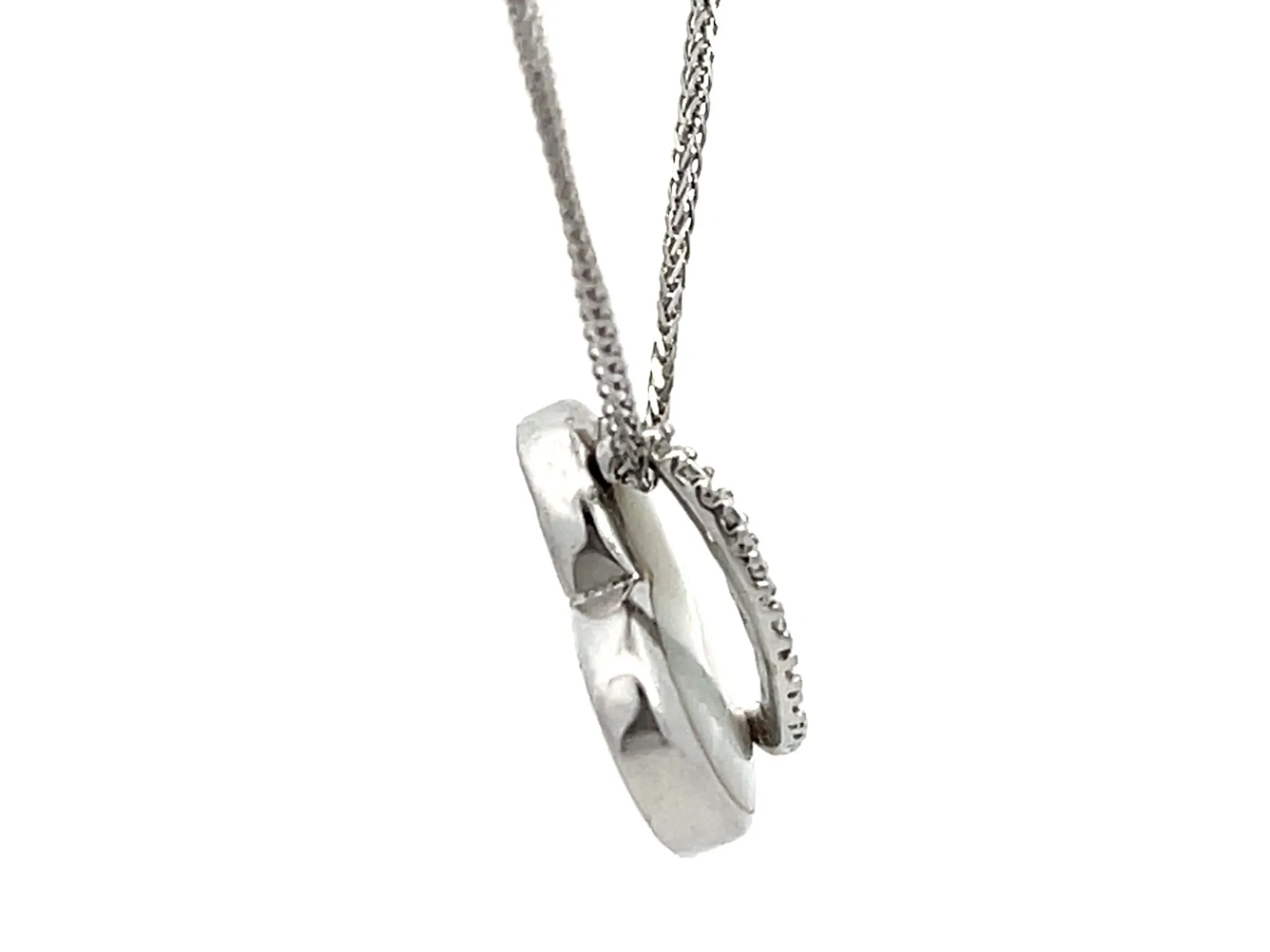 Na Hoku Diamond Heart Necklace in 14k White Gold