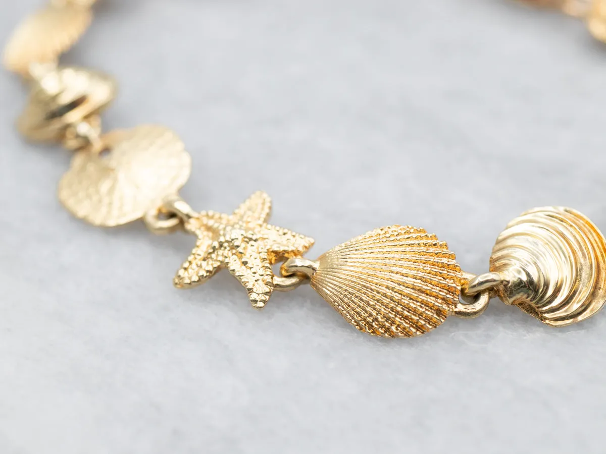 Nautical Gold Shell Link Bracelet