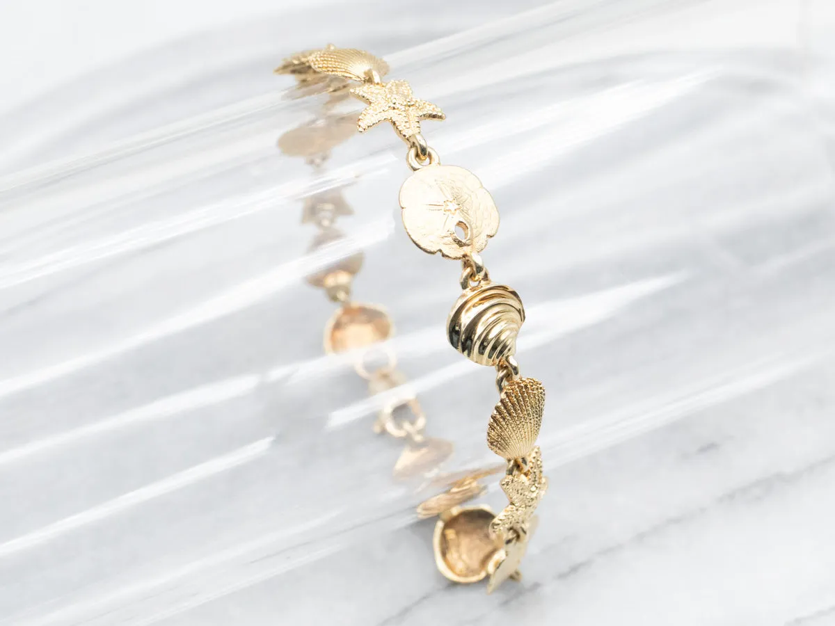 Nautical Gold Shell Link Bracelet
