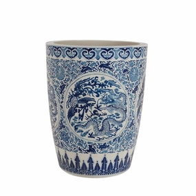 Newport Blue and White Porcelain Pot With Dragon Design plant seeds  
