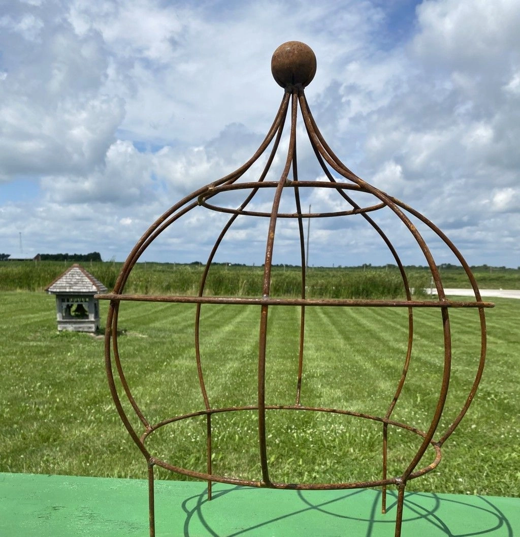Nice Wrought Iron Fat Bob with Ball Top Topiary with Stakes