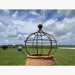 Nice Wrought Iron Fat Bob with Ball Top Topiary with Stakes decorative plants  