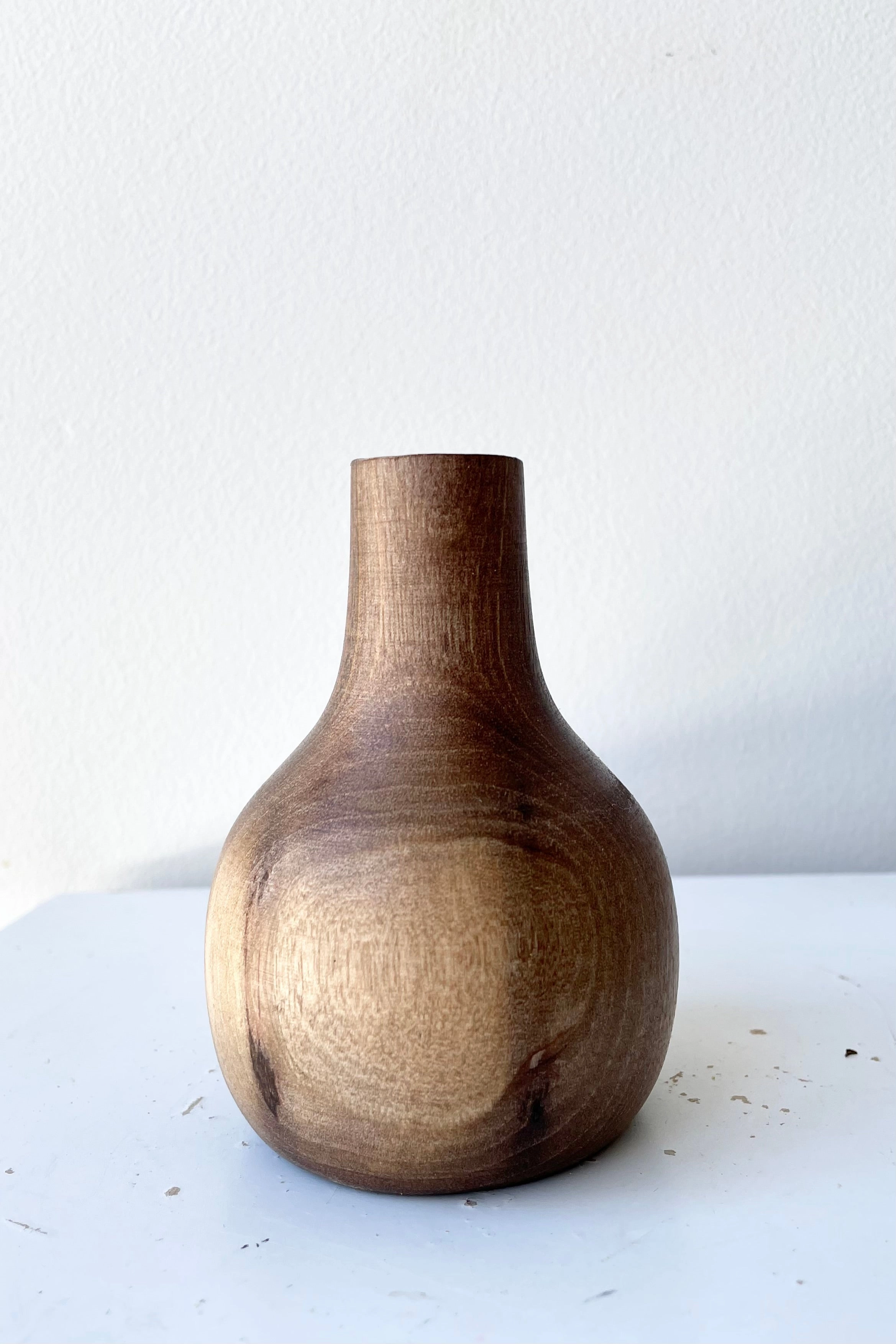 Nina Wood Vase Walnut Medium dried green plant  