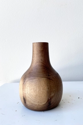 Nina Wood Vase Walnut Medium dried green plant  