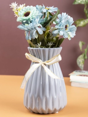 Nordic Vase, Grey, Ceramic dried green plant  