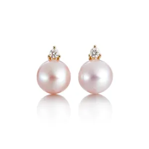 North Star Earrings in Diamonds & Pink Pearls