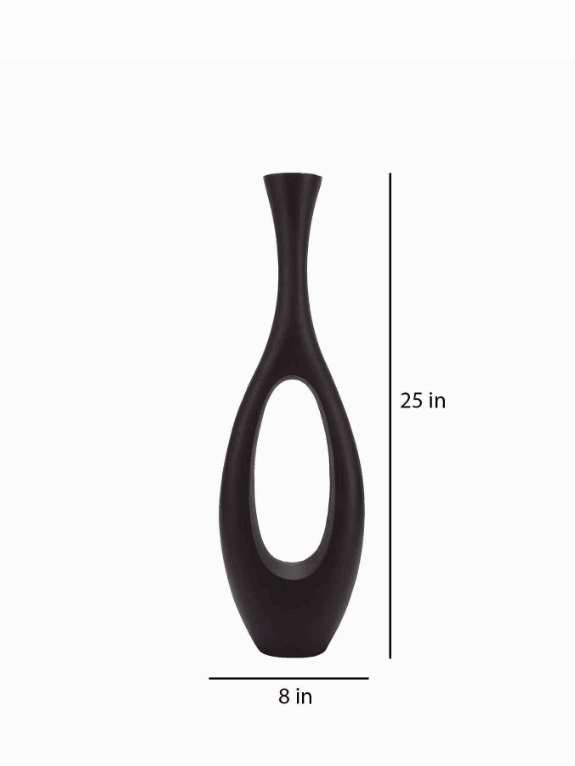 Oblong Raw Black Finish (Large) Aluminium Floor Vase,