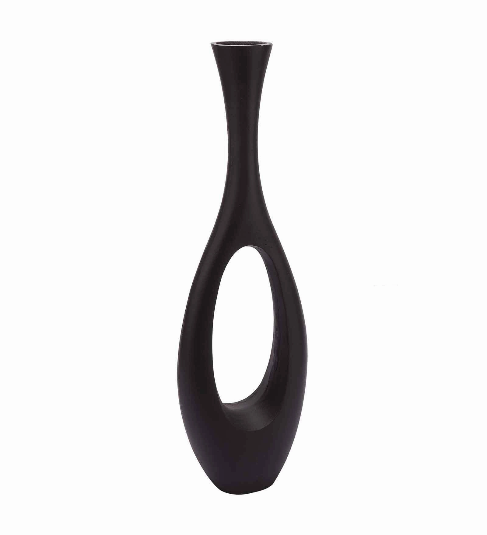 Oblong Raw Black Finish (Large) Aluminium Floor Vase,