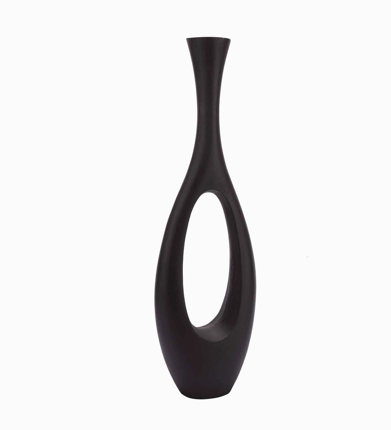 Oblong Raw Black Finish (Large) Aluminium Floor Vase,