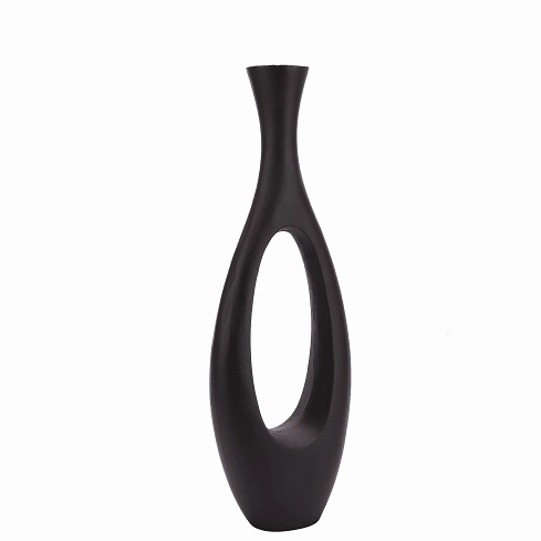 Oblong Vase in Raw Black Finish Small Size