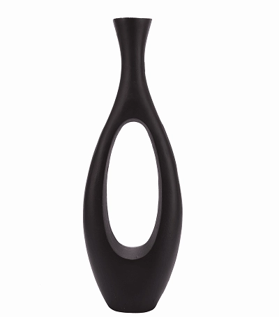 Oblong Vase in Raw Black Finish Small Size