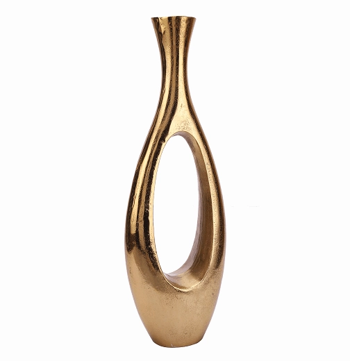 Oblong Vase in Raw Gold Finish Large Size