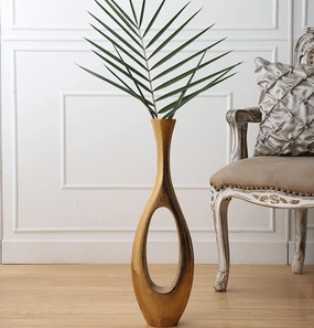 Oblong Vase in Raw Gold Finish Large Size outdoor greenery  