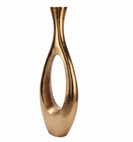 Oblong Vase in Raw Gold Finish Large Size