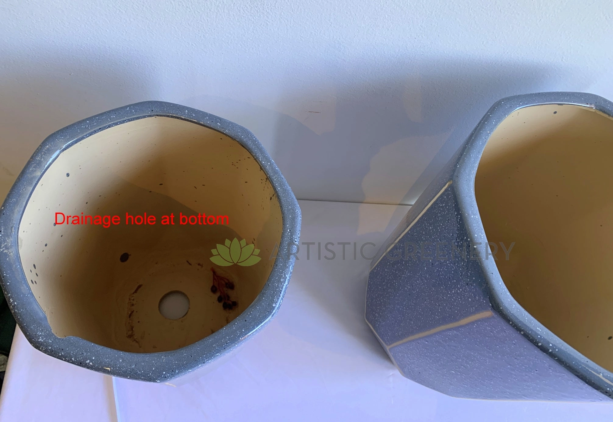 Octagon Blue Planter / Pot Glazed Finish - Ceramic CER0023