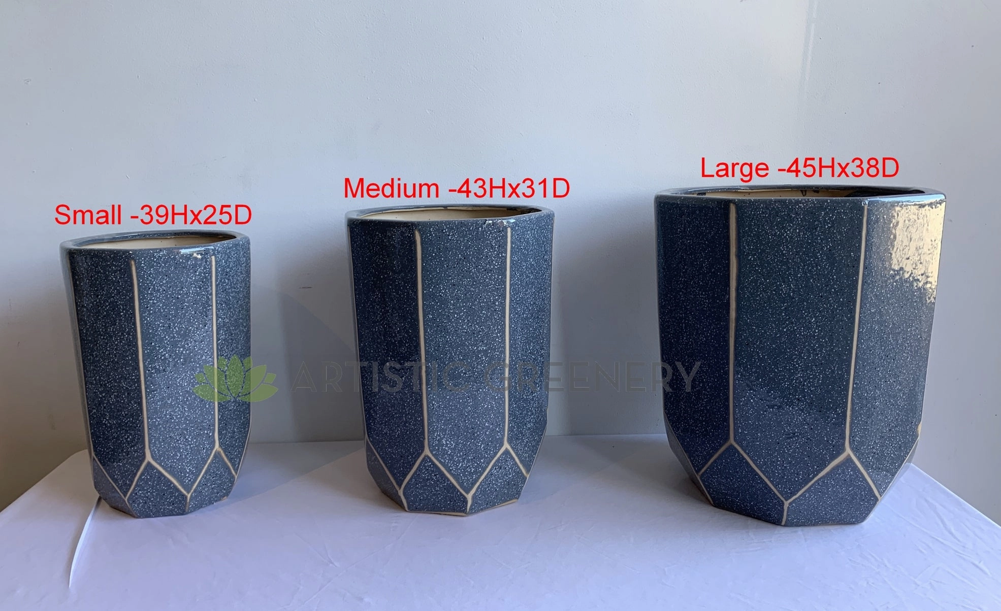 Octagon Blue Planter / Pot Glazed Finish - Ceramic CER0023