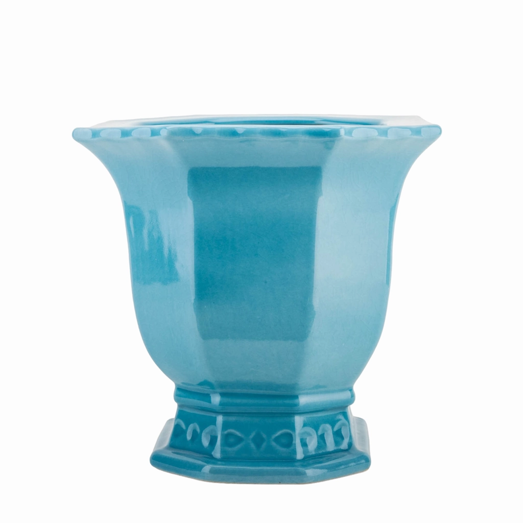 Octagonal Footed Planter in Sky Blue plant seeds  