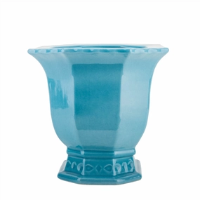 Octagonal Footed Planter in Sky Blue plant seeds  