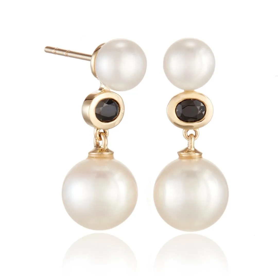 Od??on Drop Earrings in Pearls & Black Spinel