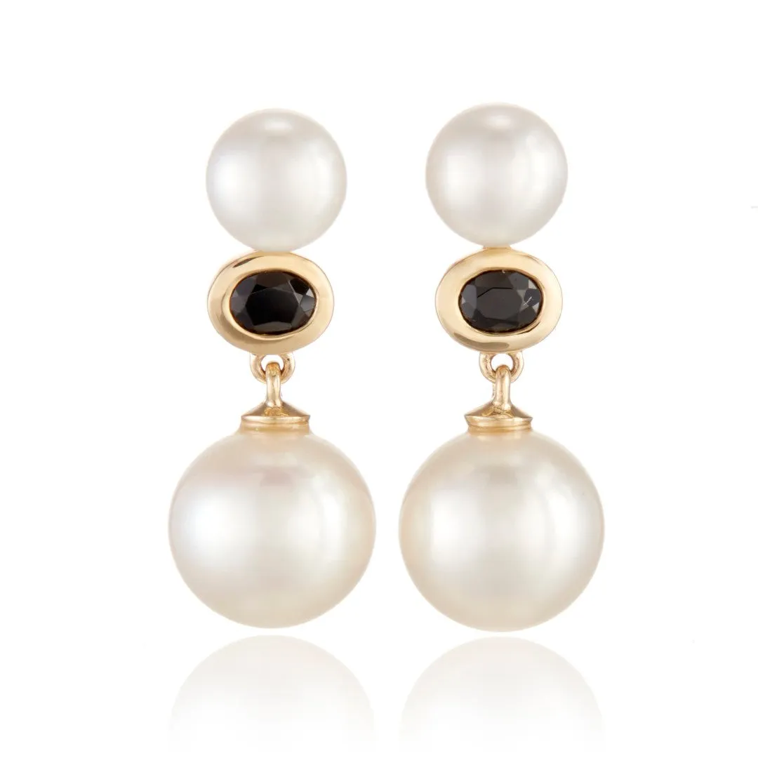Od??on Drop Earrings in Pearls & Black Spinel