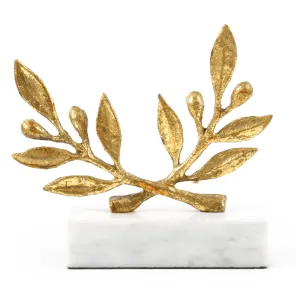 Olive Branch Statue in Gold Leaf dried flowers  