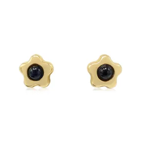 Onyx Star Stud Earrings - 9ct Yellow Gold
