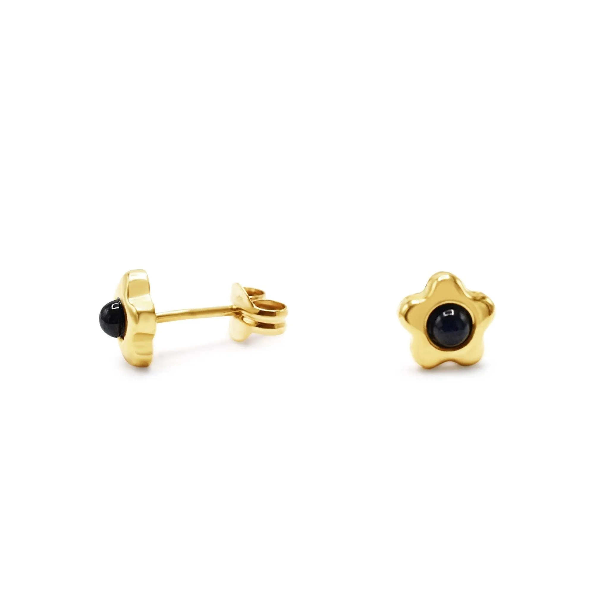 Onyx Star Stud Earrings - 9ct Yellow Gold