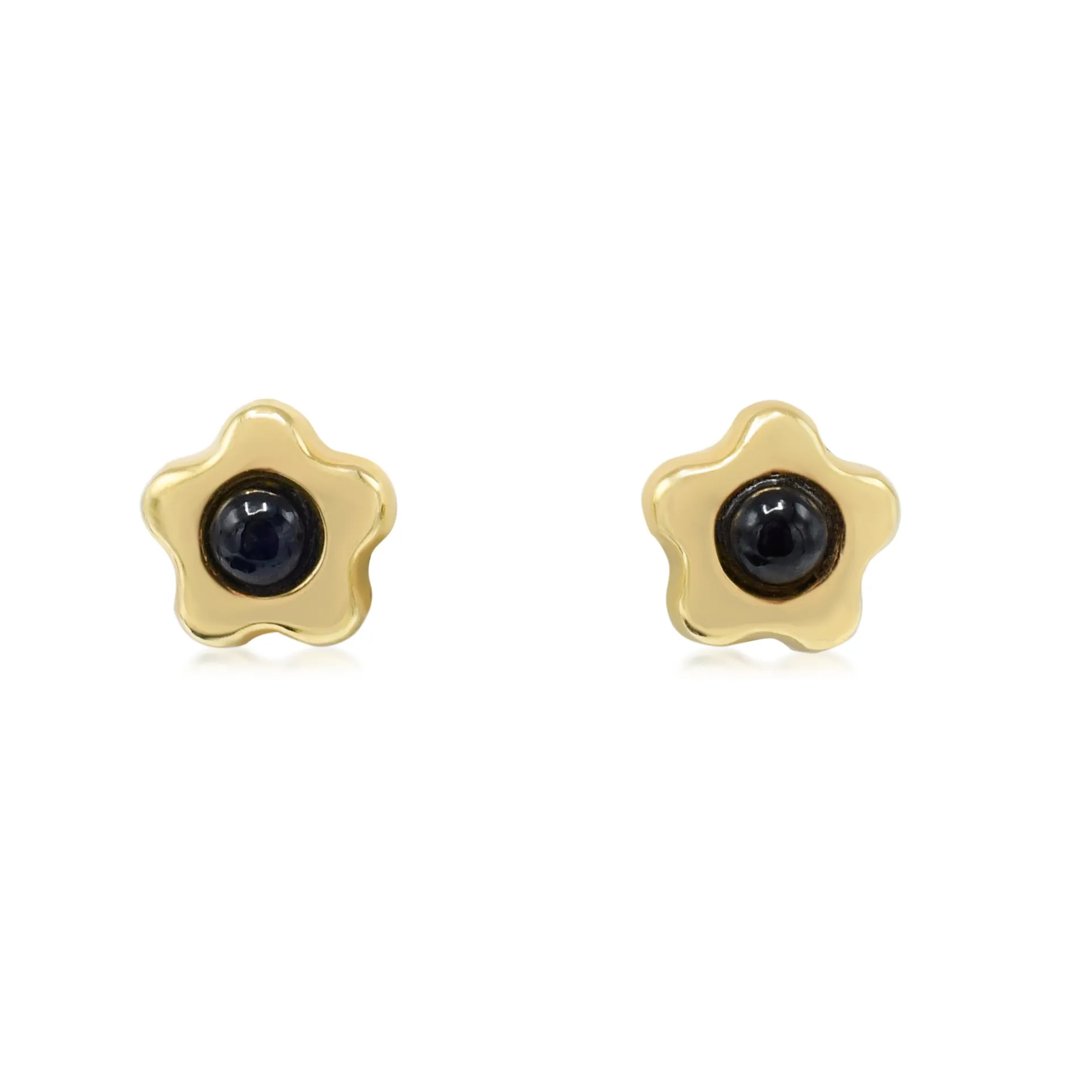 Onyx Star Stud Earrings - 9ct Yellow Gold