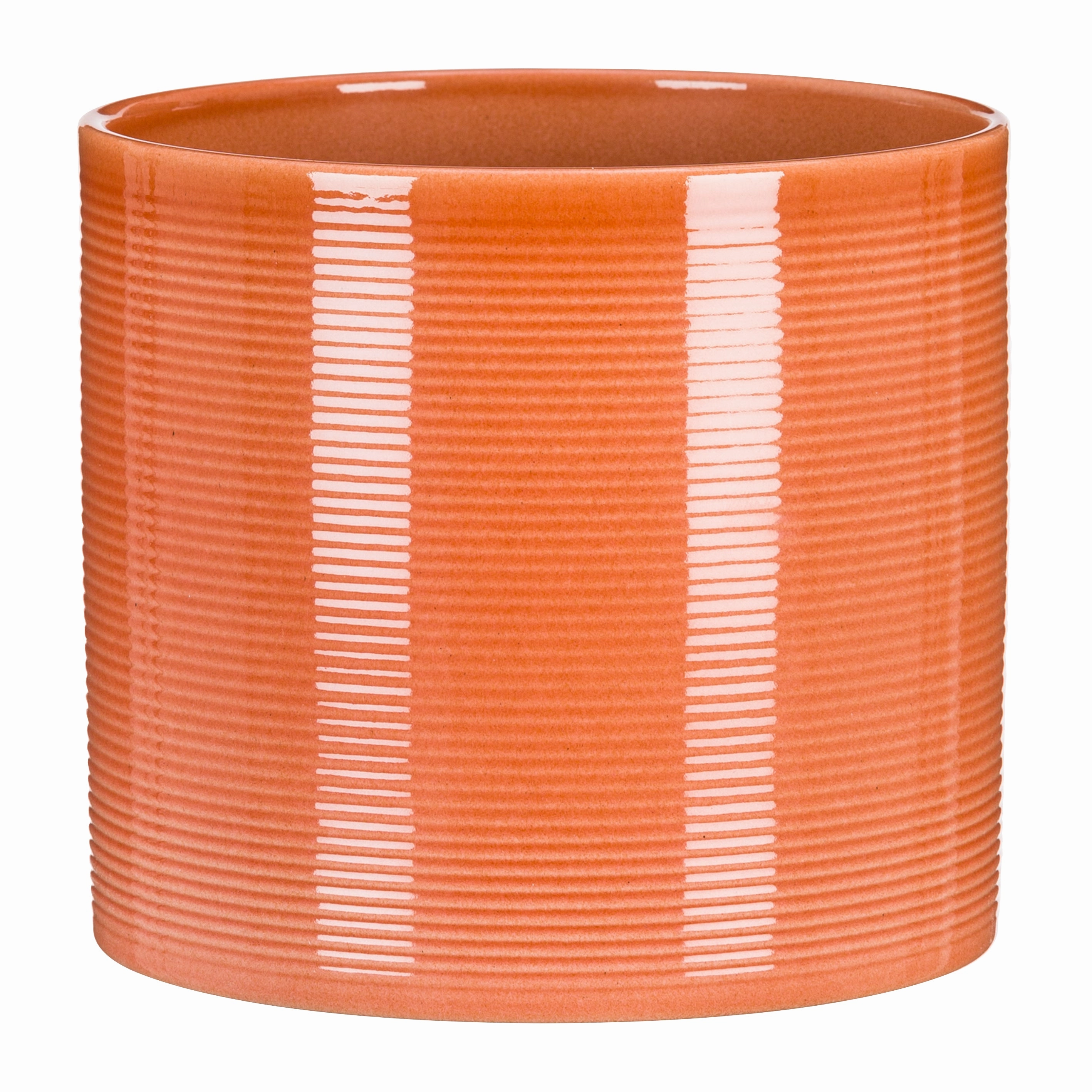 Orange Indoor Ceramic Cover Pot Papaya (828) tall green plant  