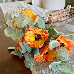 Orange Real Touch Poppy Bundle xl flower pot  