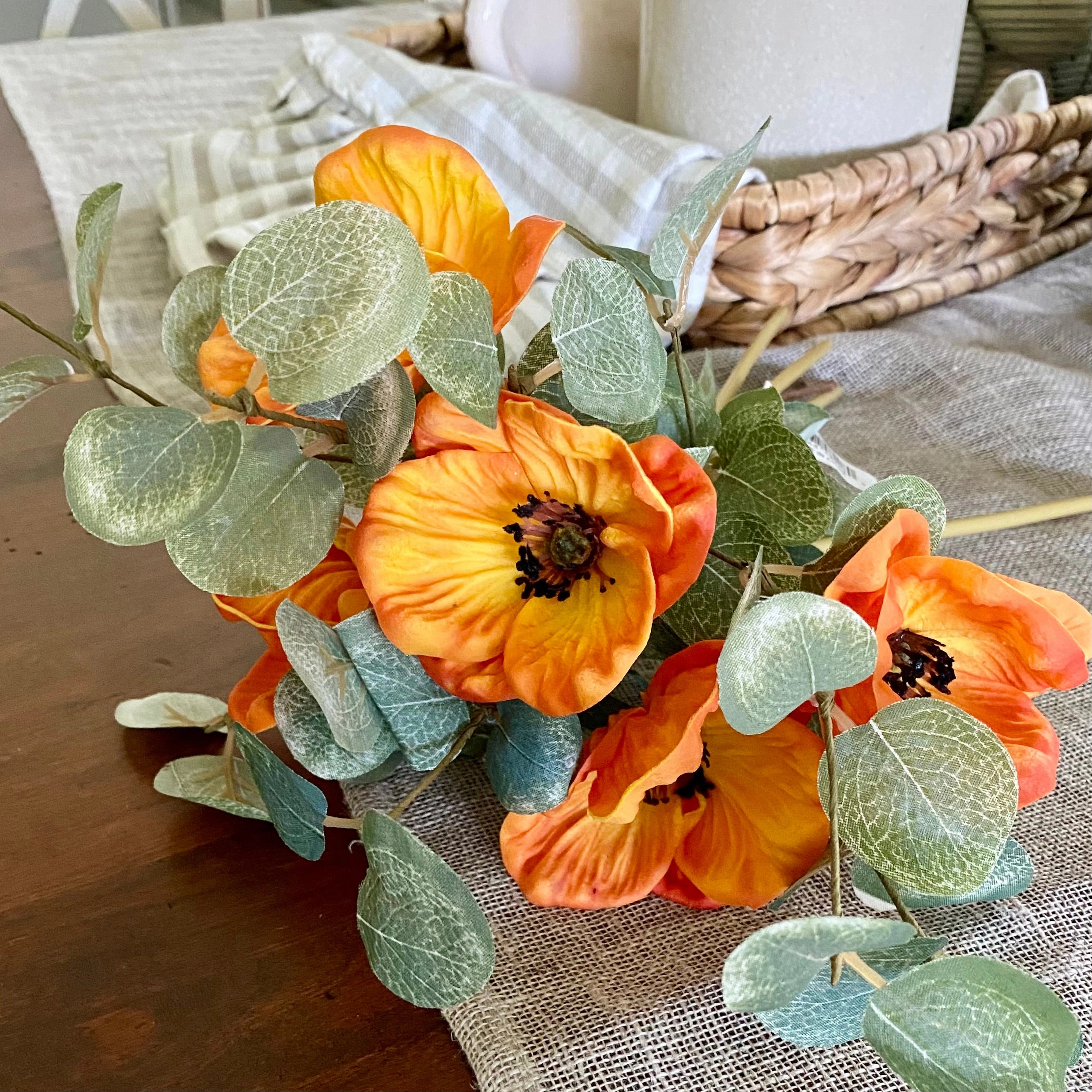 Orange Real Touch Poppy Bundle xl flower pot  