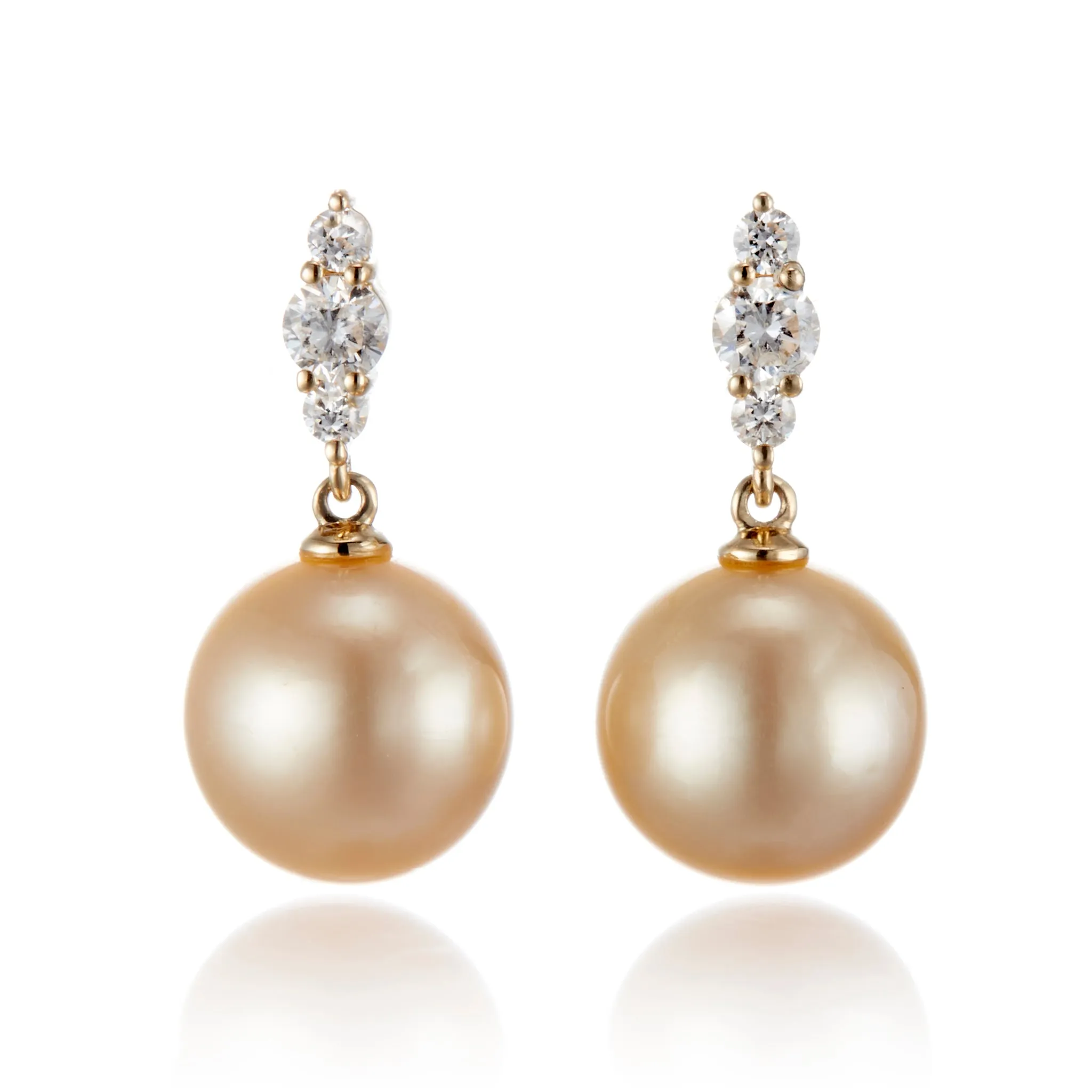 Orion Earrings in Golden South Sea Pearls & Diamonds