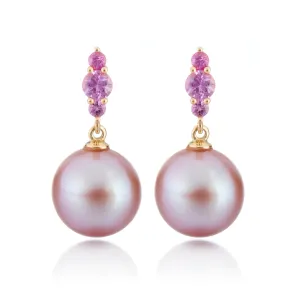 Orion Earrings in Pink Pearls & Pink Sapphires