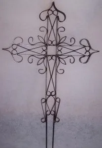 Ornate Heavy Scrolled Cross with Stakes Wall Cross