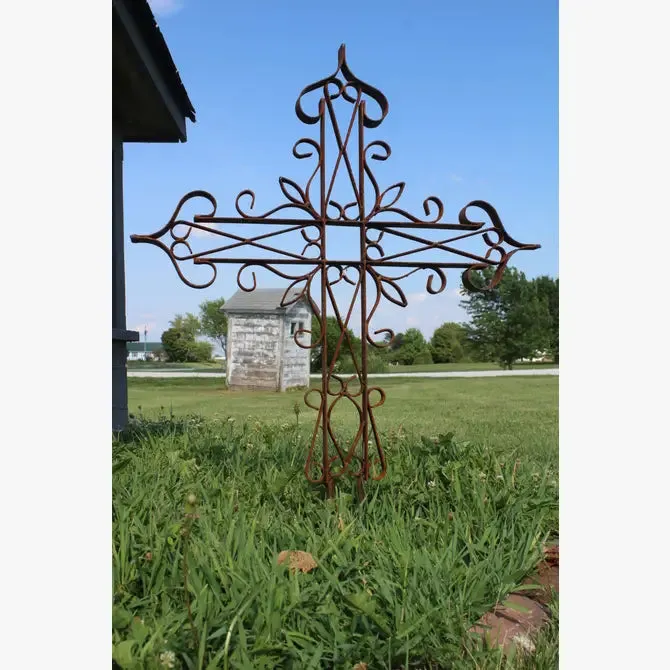 Ornate Heavy Scrolled Cross with Stakes Wall Cross