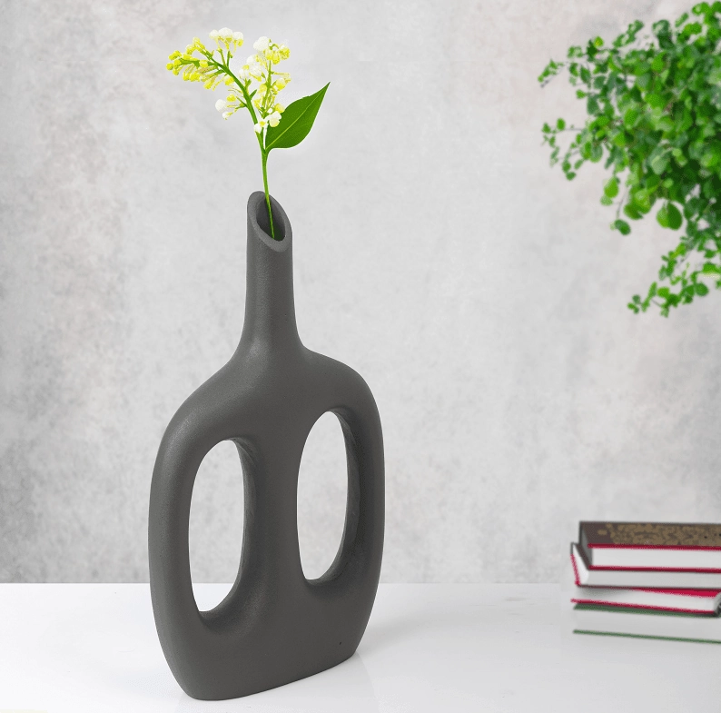 Otilia Grey Textured Vase outdoor greenery  