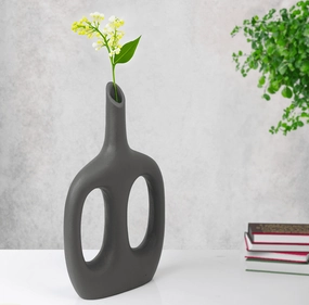 Otilia Grey Textured Vase outdoor greenery  