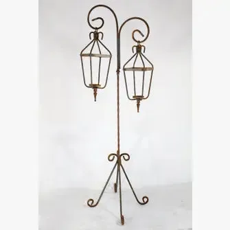 Outdoor Wedding Heavy Iron Lighting Double Lantern Frame decorative plants  