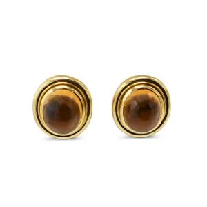 Oval Cabochon Citrine Stud Earrings