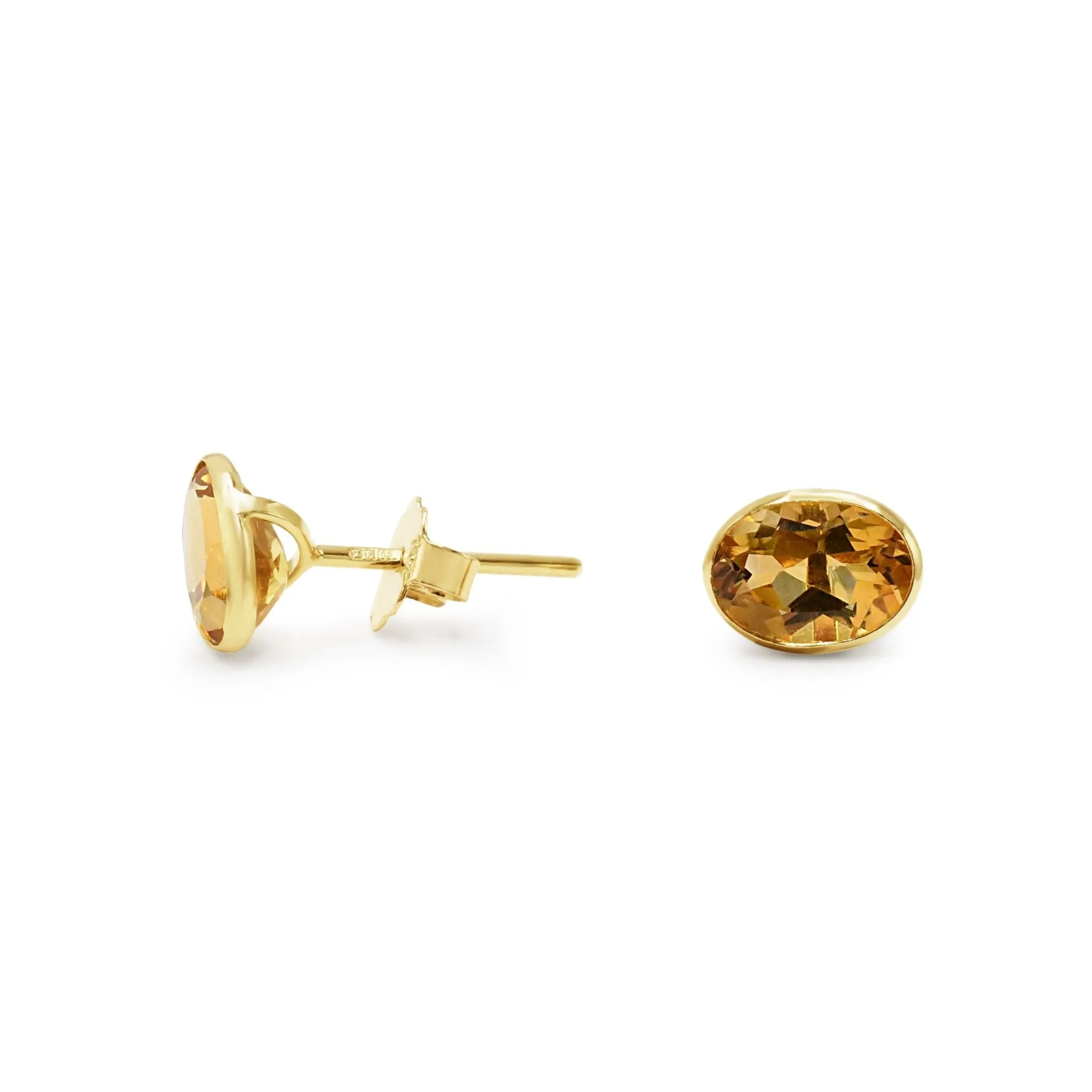 Oval Citrine Earrings - 18ct Yellow Gold