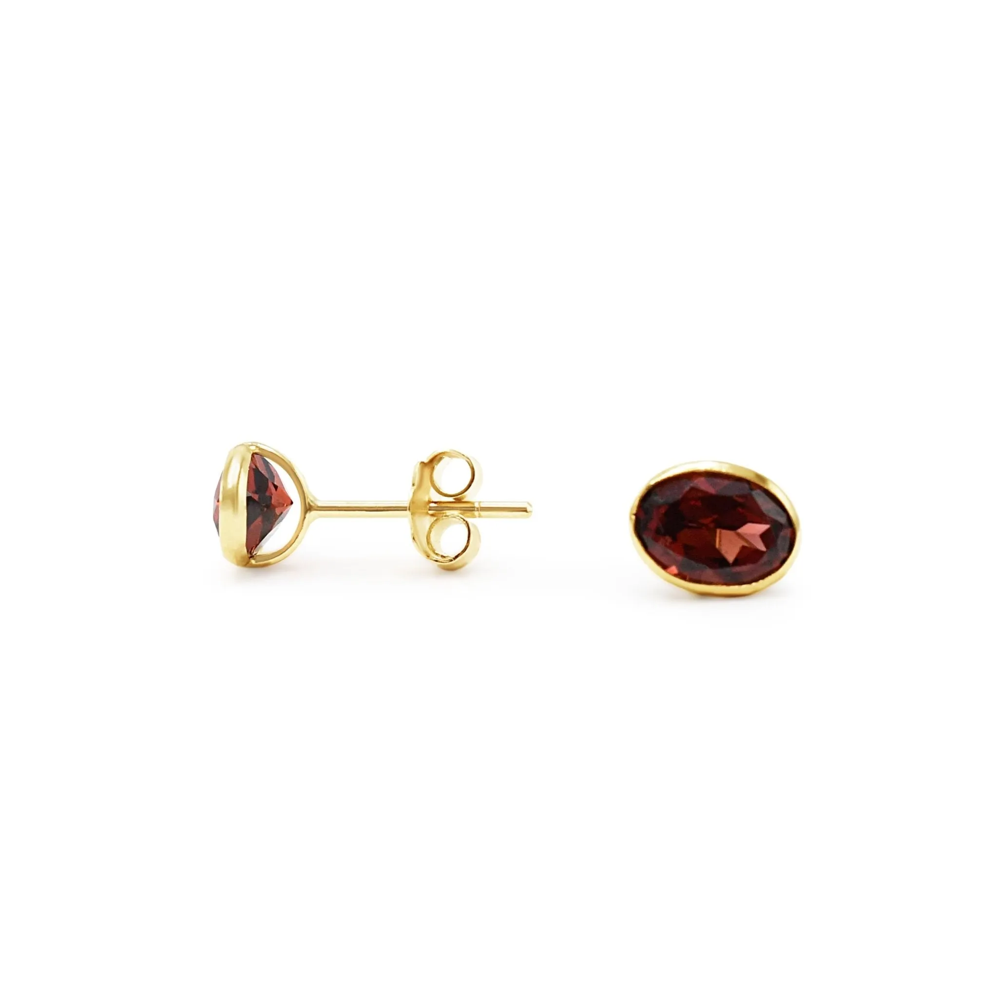 Oval Garnet Earrings in 18ct Yellow Gold