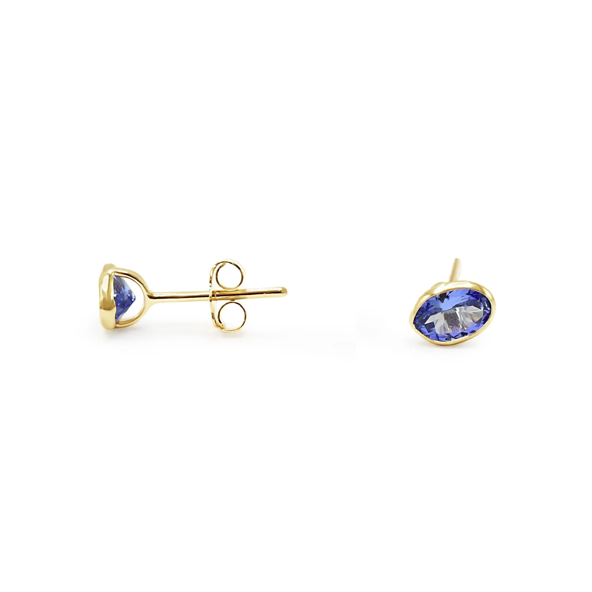 Oval Tanzanite Earrings - 18ct Yellow Gold