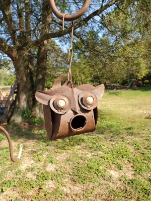 Owl Birdhouse with Marble Eyes decorative plants  