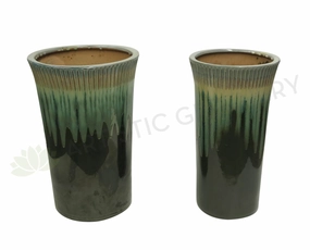 Paint Dipped Style Round - Green (Ceramic) outdoor greenery  