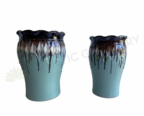 Paint Dipped Style Round - Mint & Brown (Ceramic) - Code: CER0017 outdoor greenery  