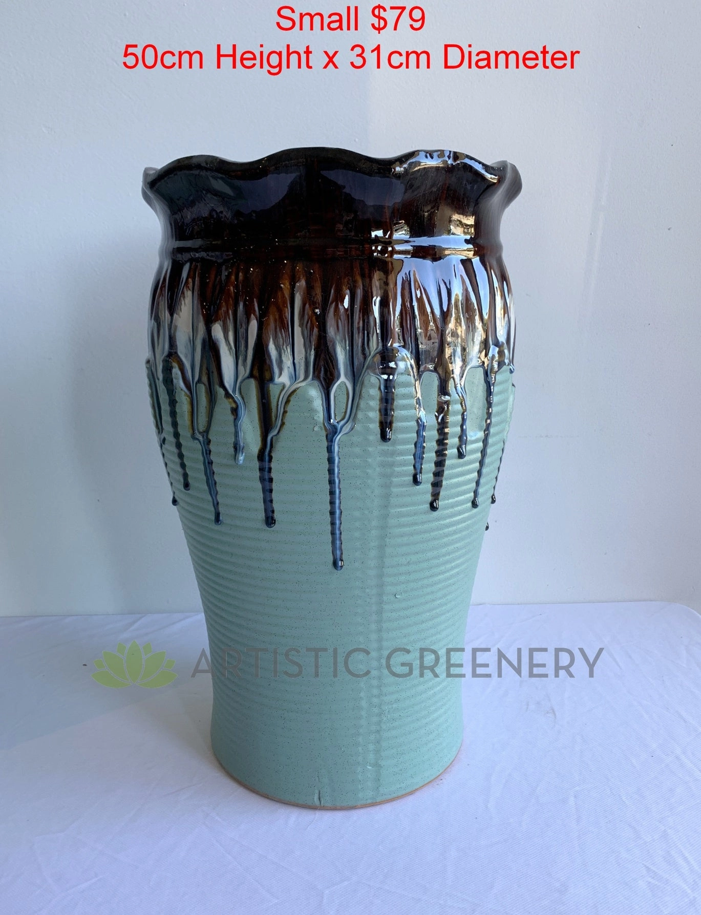 Paint Dipped Style Round - Mint & Brown (Ceramic) - Code: CER0017