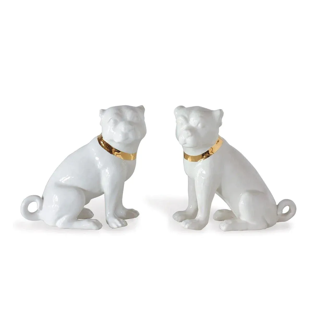 Pair of Cream Pug Porcelain Figurines dried flowers  