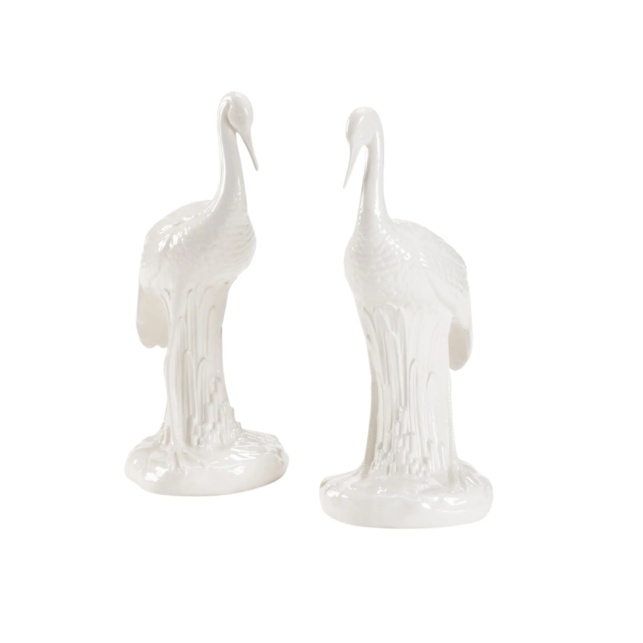 Pair of Decorative Large White Herons dried flowers  