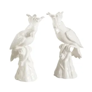 Pair of Hand Painted Ceramic Parrots dried flowers  