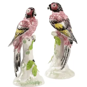 Pair of Large Ceramic Kenya Parrots dried flowers  